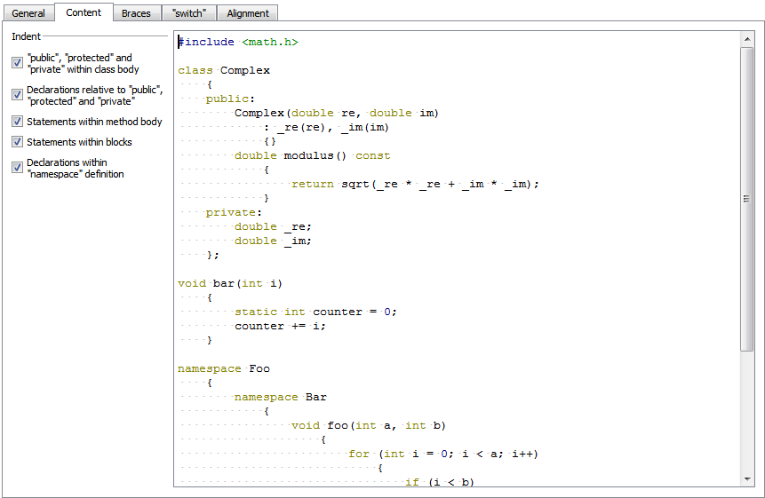 Qt Creator Indenting Code