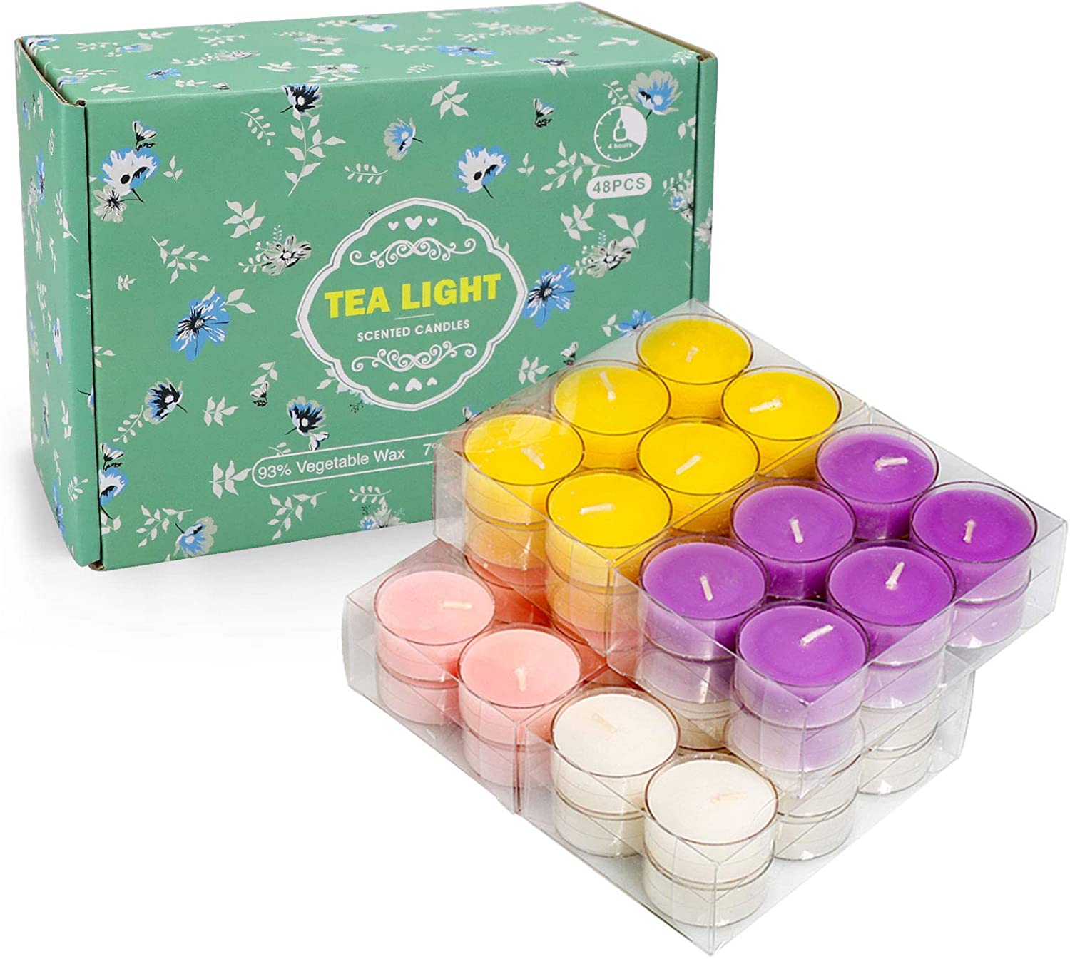 Scented Candle Aromatherapy Candles Bulk 48 Pack , Long Lasting Soy Tea