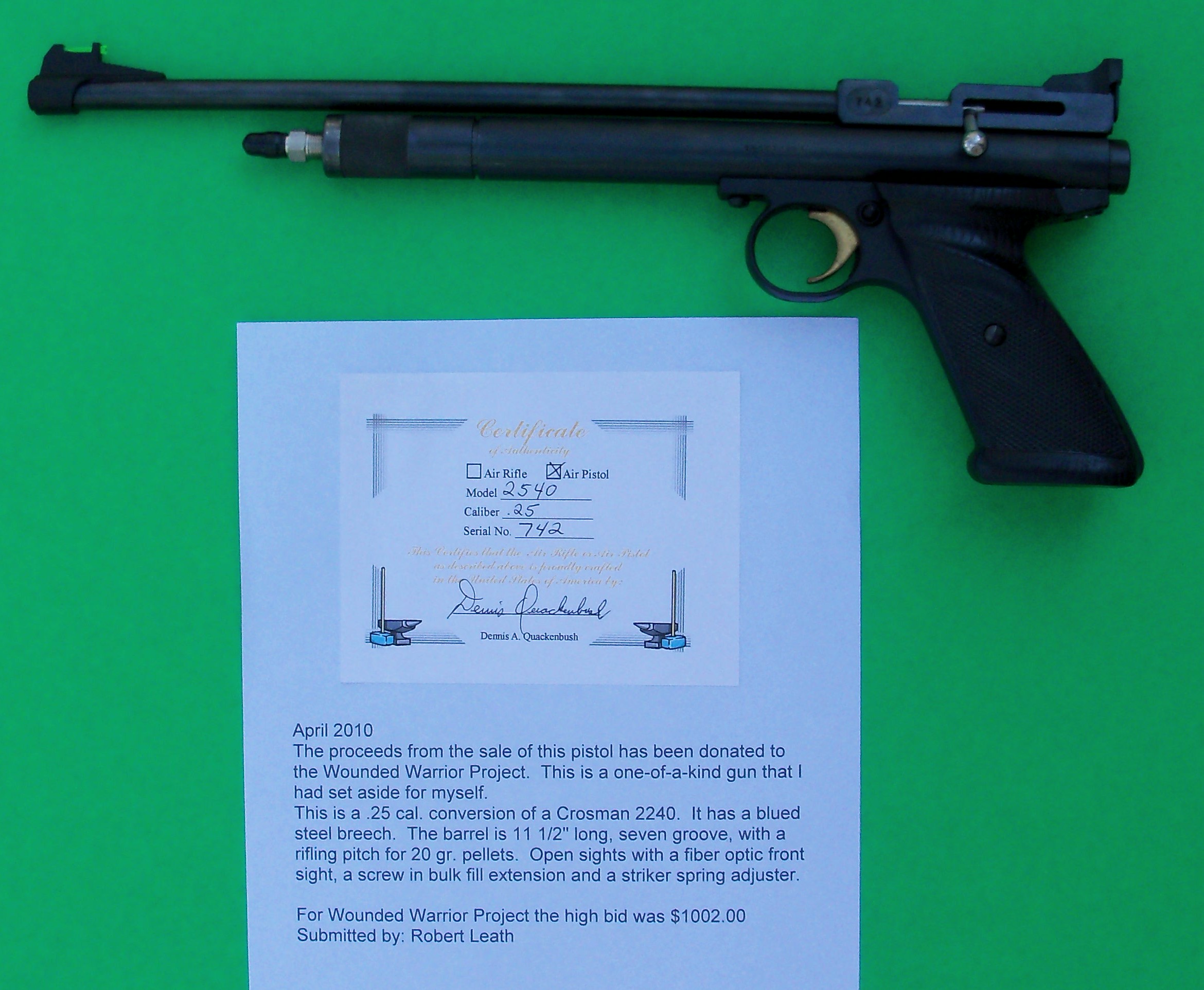Quackenbush Air Guns Shot pistol