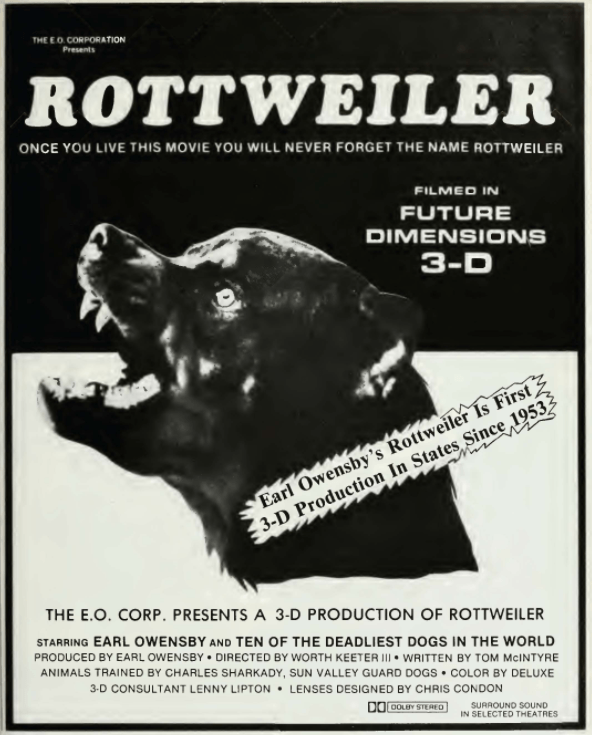 Rottweiler 3D (aka Dogs of Hell) Quad Cinema