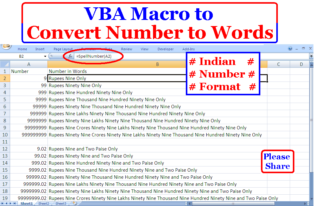 How to convert Numbers to Words in Indian Currency Format