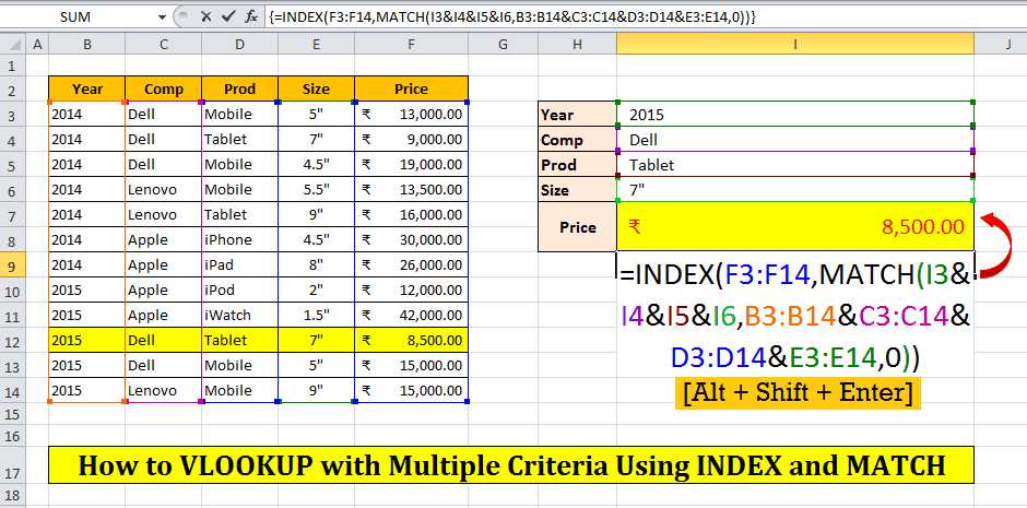 How To VLOOKUP With Multiple Criteria In Multiple Column QuadExcel