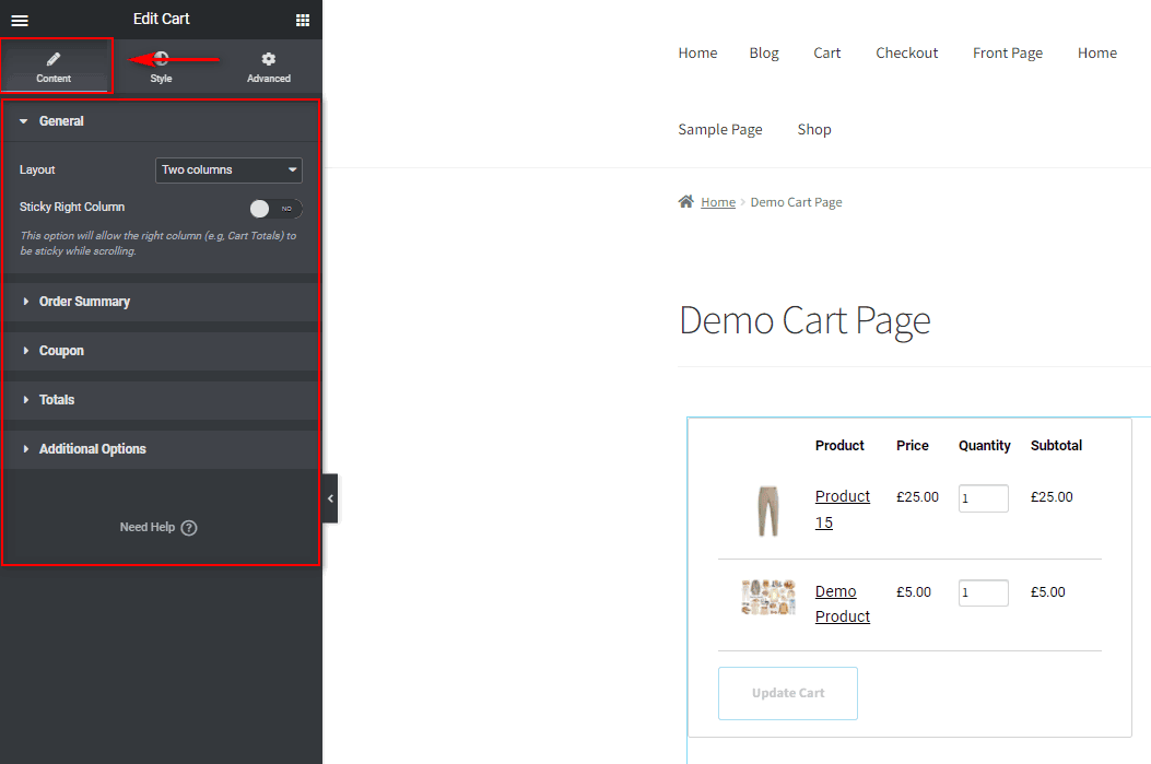 How to Customize the Cart Page with Elementor