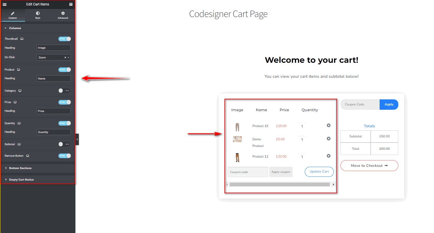 How to Customize the Cart Page with Elementor