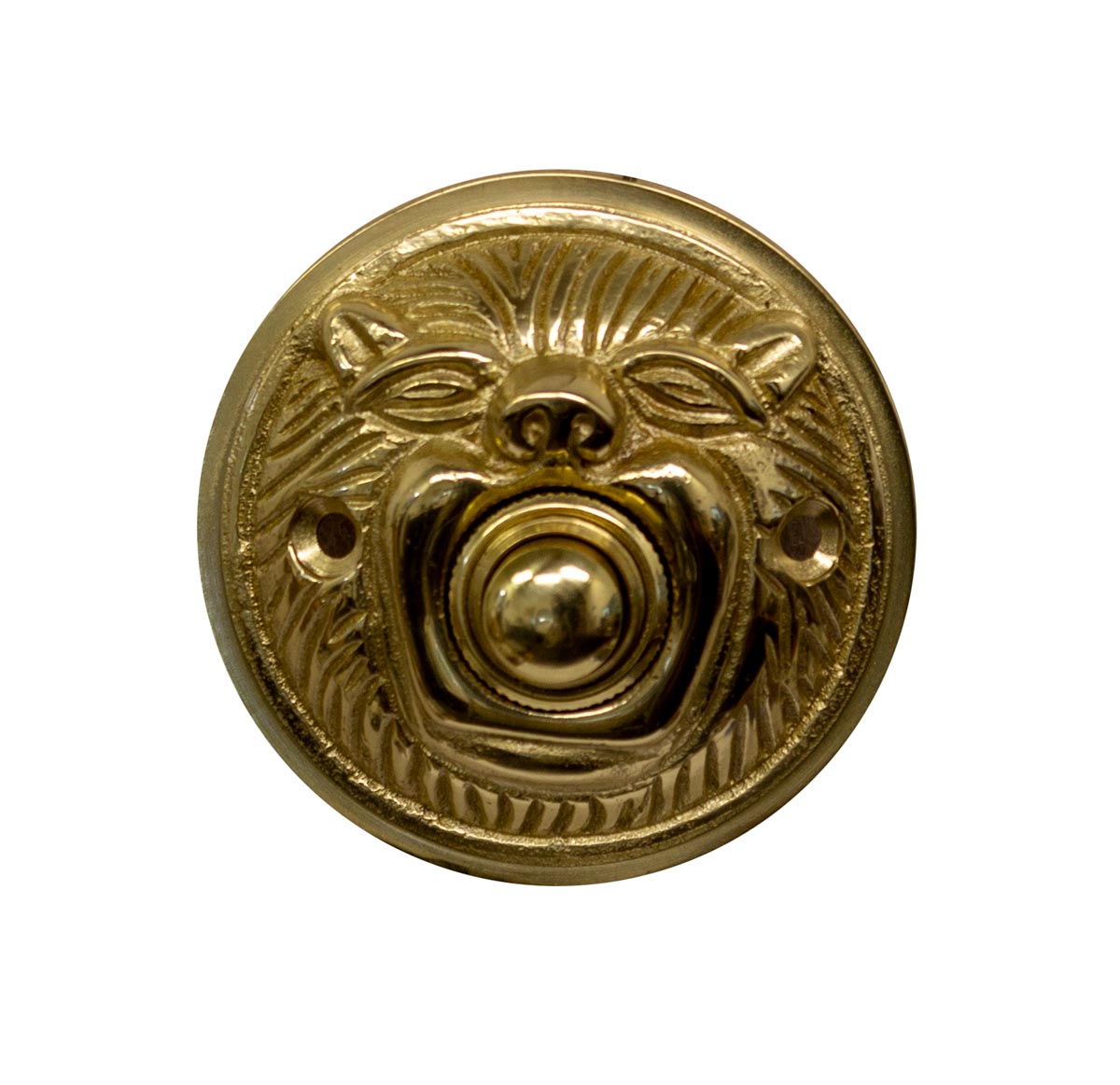 Whimsical Animal Face Brass Doorbell Button Qualarc