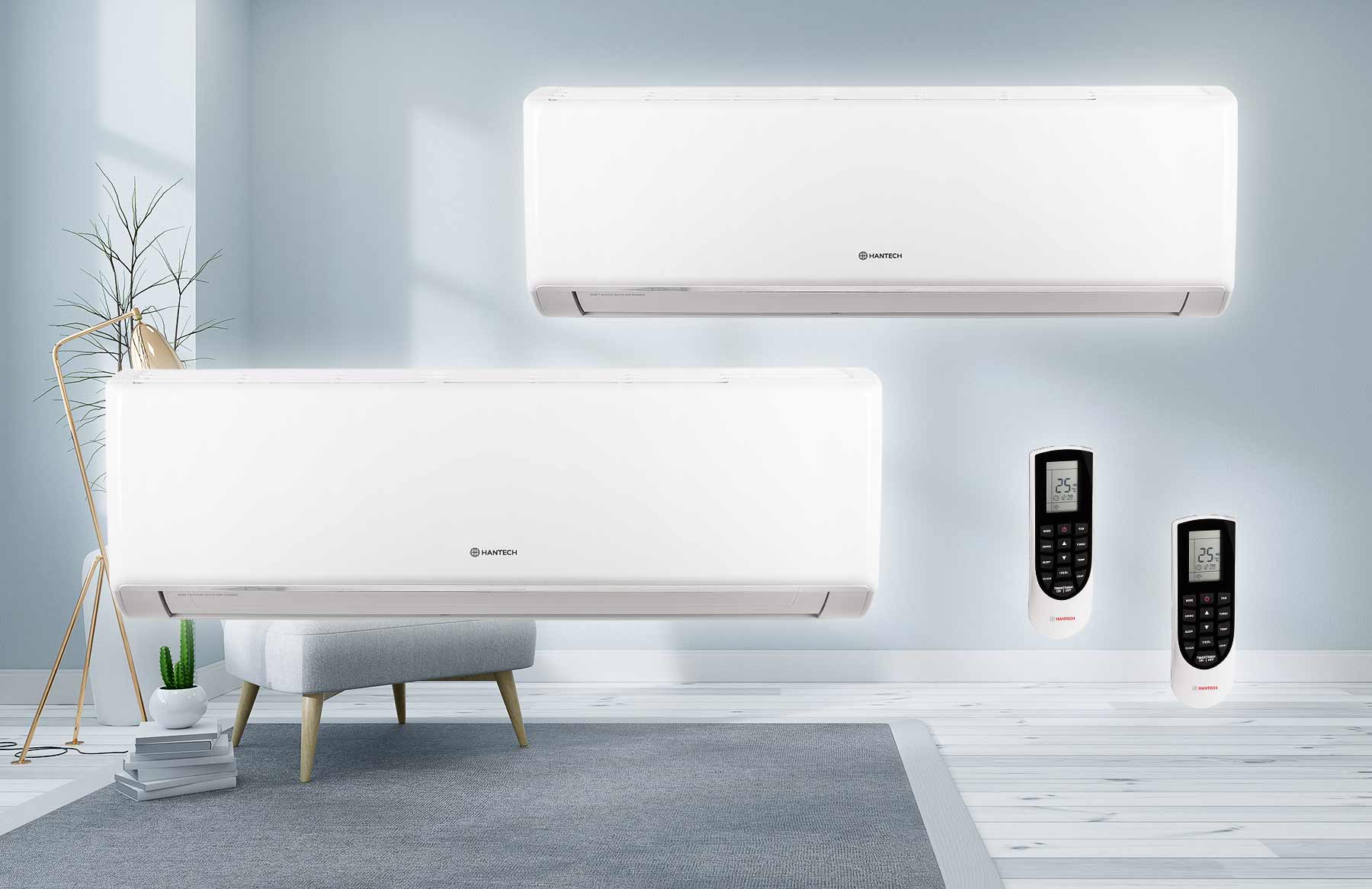 HANTECH Multi Split Klimaanlage 36000 BTU 2x Innen 12000+24000 Wifi