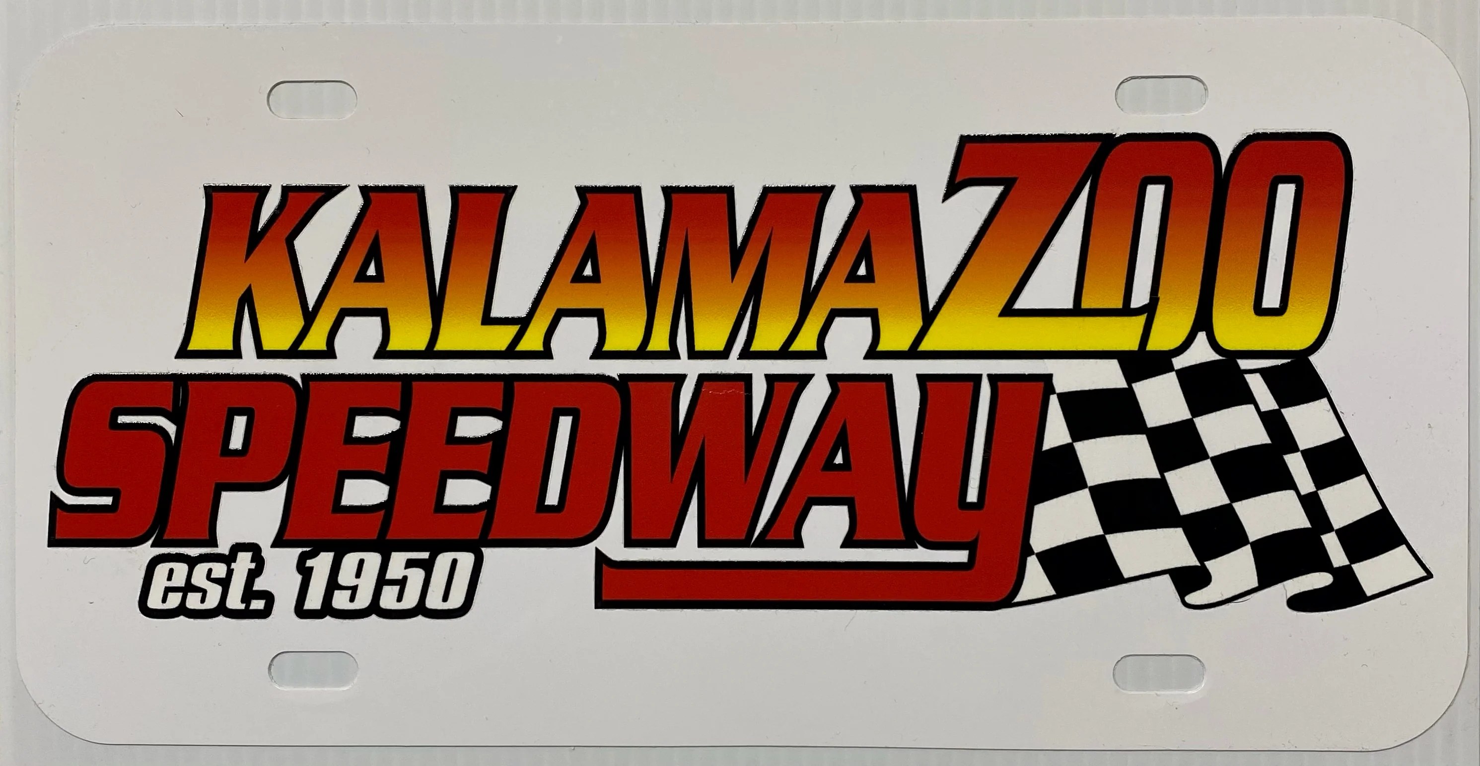 Kalamazoo Speedway License Plate Quality Graphix
