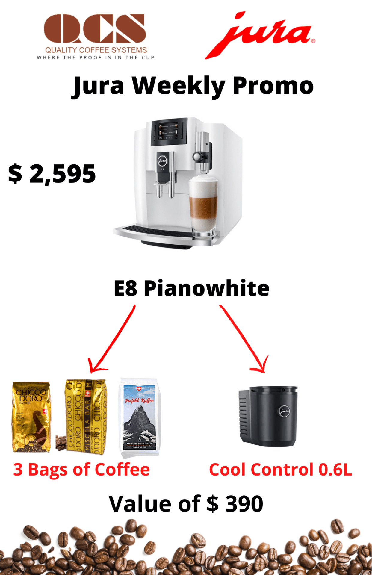 QCS Jura Weekly Promo E8 White Quality Coffee Systems