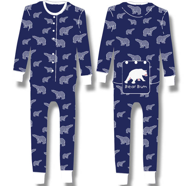Infant navy allover polar bear thermal underwear. 100 cotton Quality