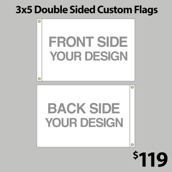 3x5 Double Sided Custom Horizontal Flags FREE Shipping!