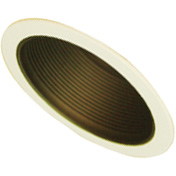 8017-5, 6" Black Stepped Baffle Baffle Trim, White flange, for sloped ceilings - QuantaLight