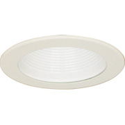 8470-6, 4" White Metal Baffle Trim, with White Flange, FOR GU5.3 TYPE LAMPS - QuantaLight
