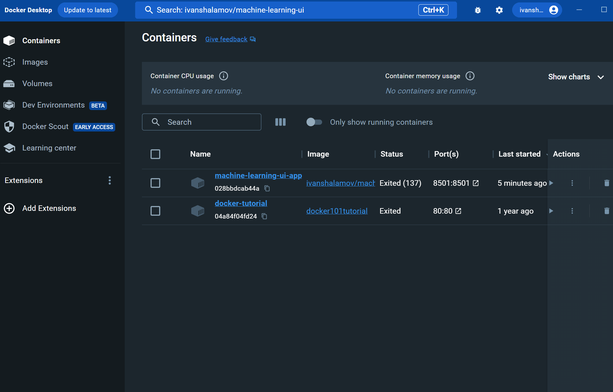 Local Installation ML UI documentation