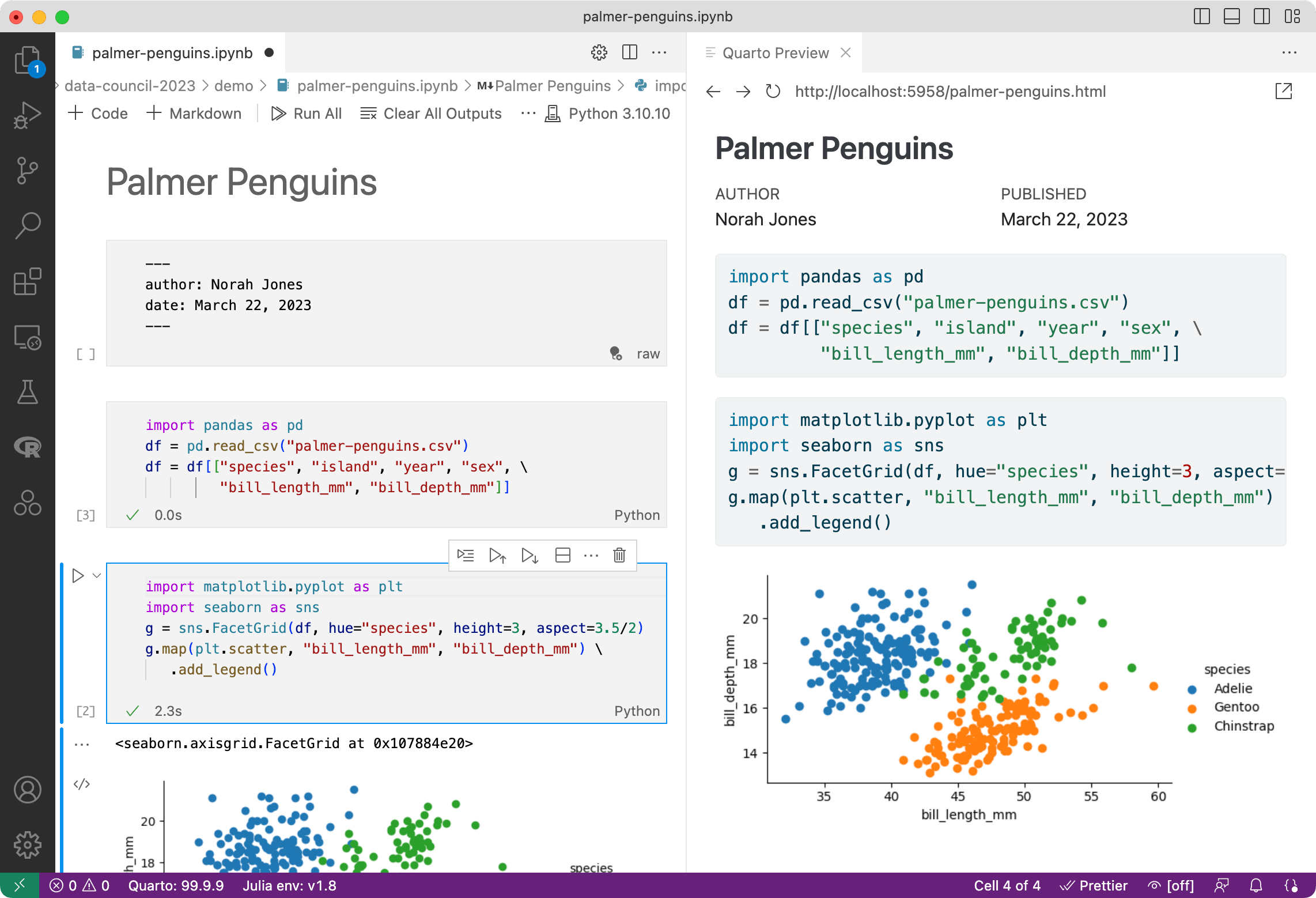 VS Code Notebook Editor Quarto
