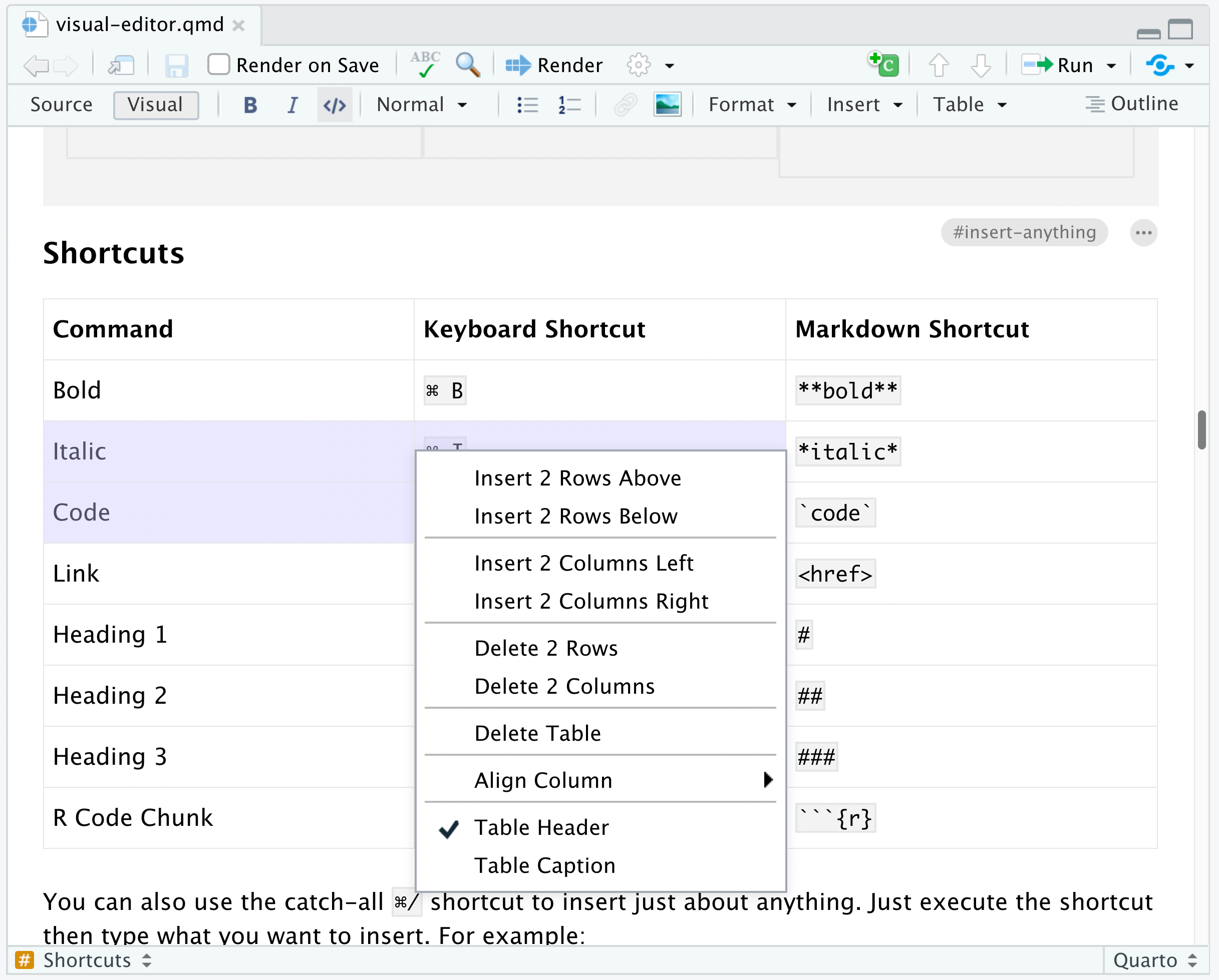 Content Editing Quarto