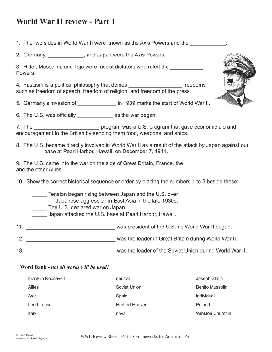 Review Sheets World War Two Unit 10