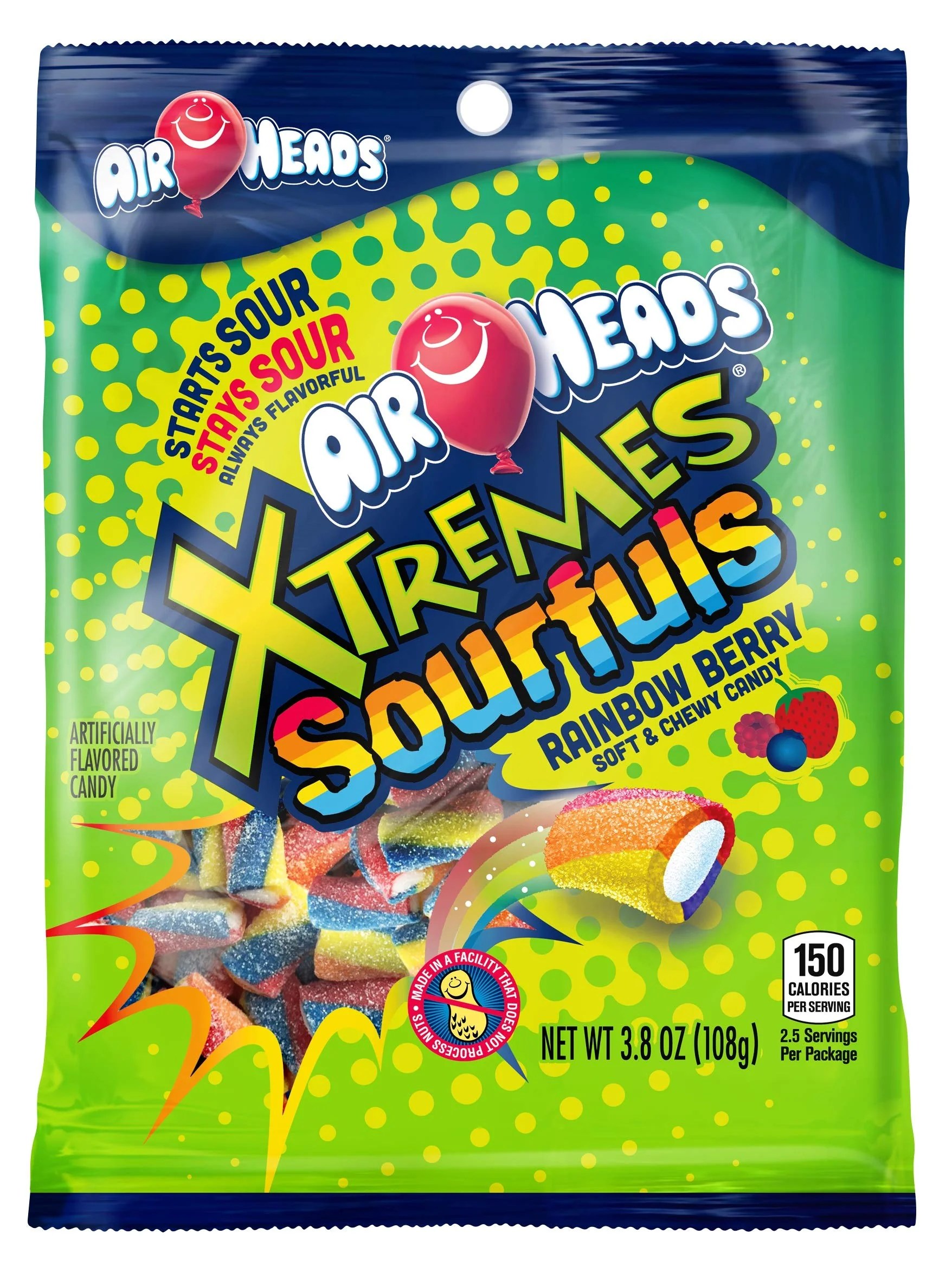 Airheads Xtremes Rainbow Berry Sourful Peg Bags 3.8oz X 12 Units