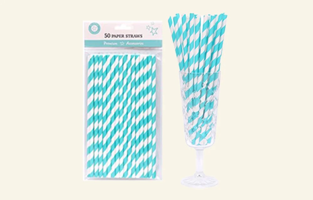 50 Teal Paper Straws Queenparty
