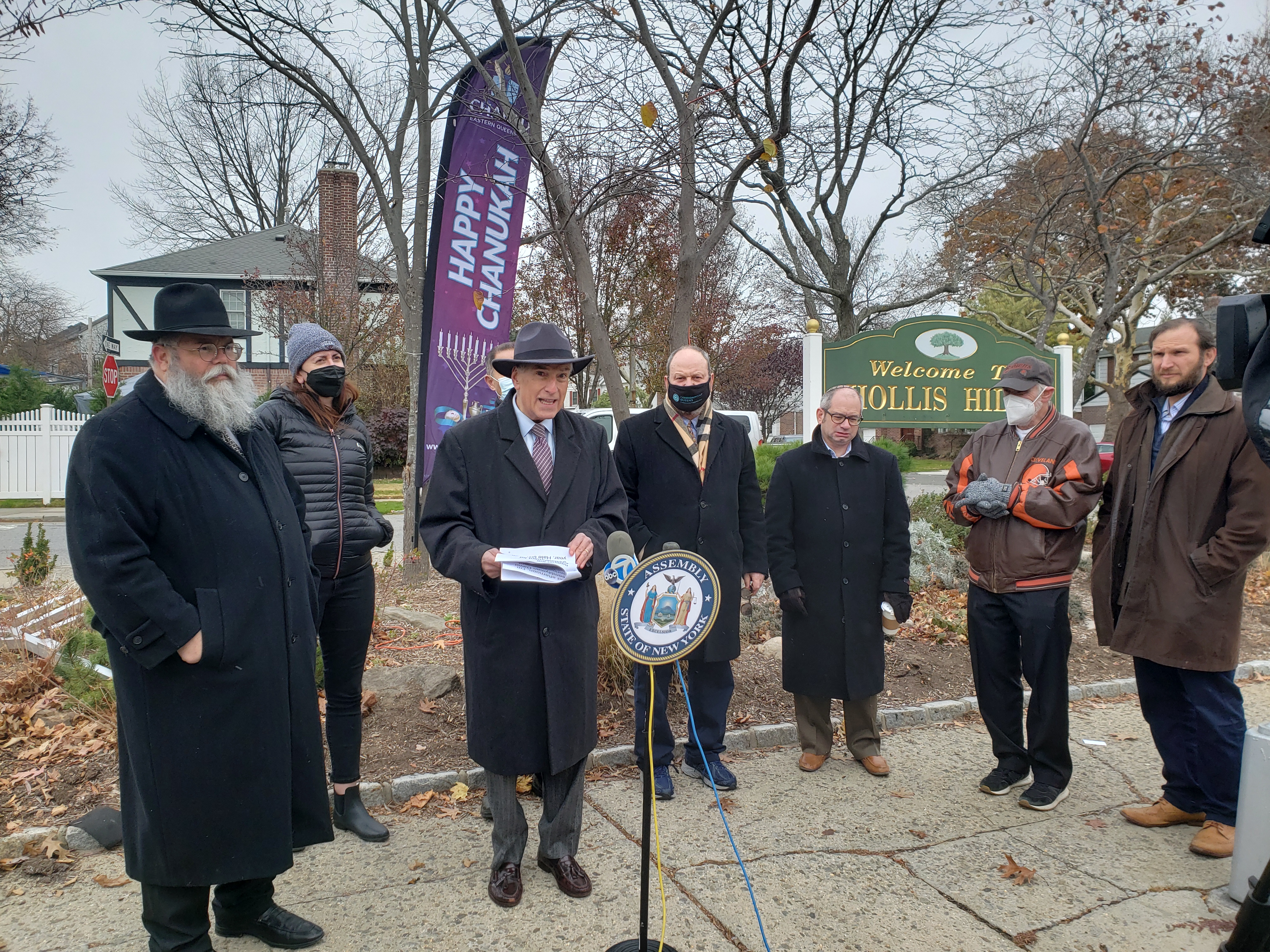 Local Leaders Denounce Alleged Menorah Vandalism in Hollis Hills
