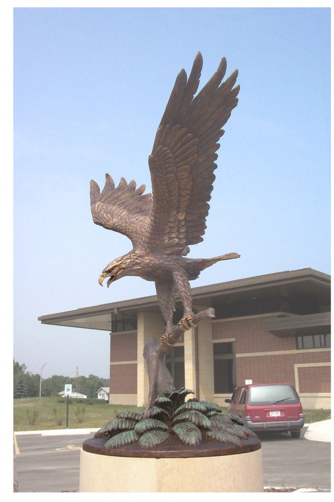 Bronze Eagle Sculpture Tom Queoff Studio