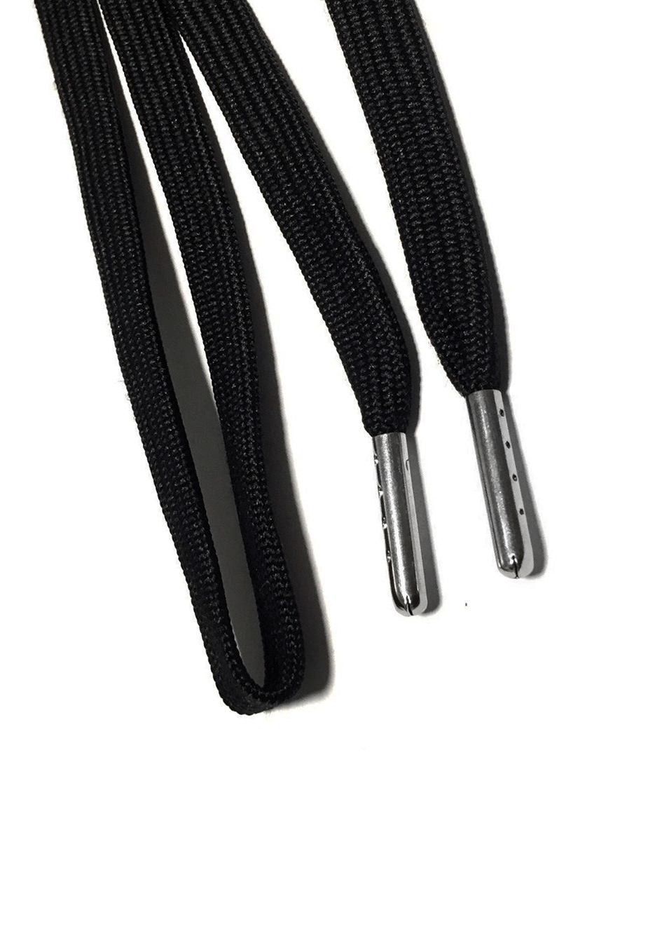FLAT SHOELACES BLACK / SILVER TIP Queu Queu