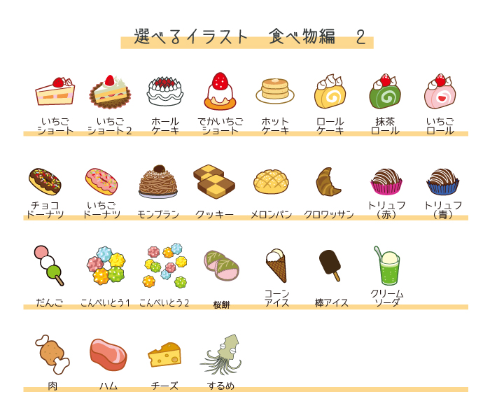 お名前アイロンプリントシール 食べ物編