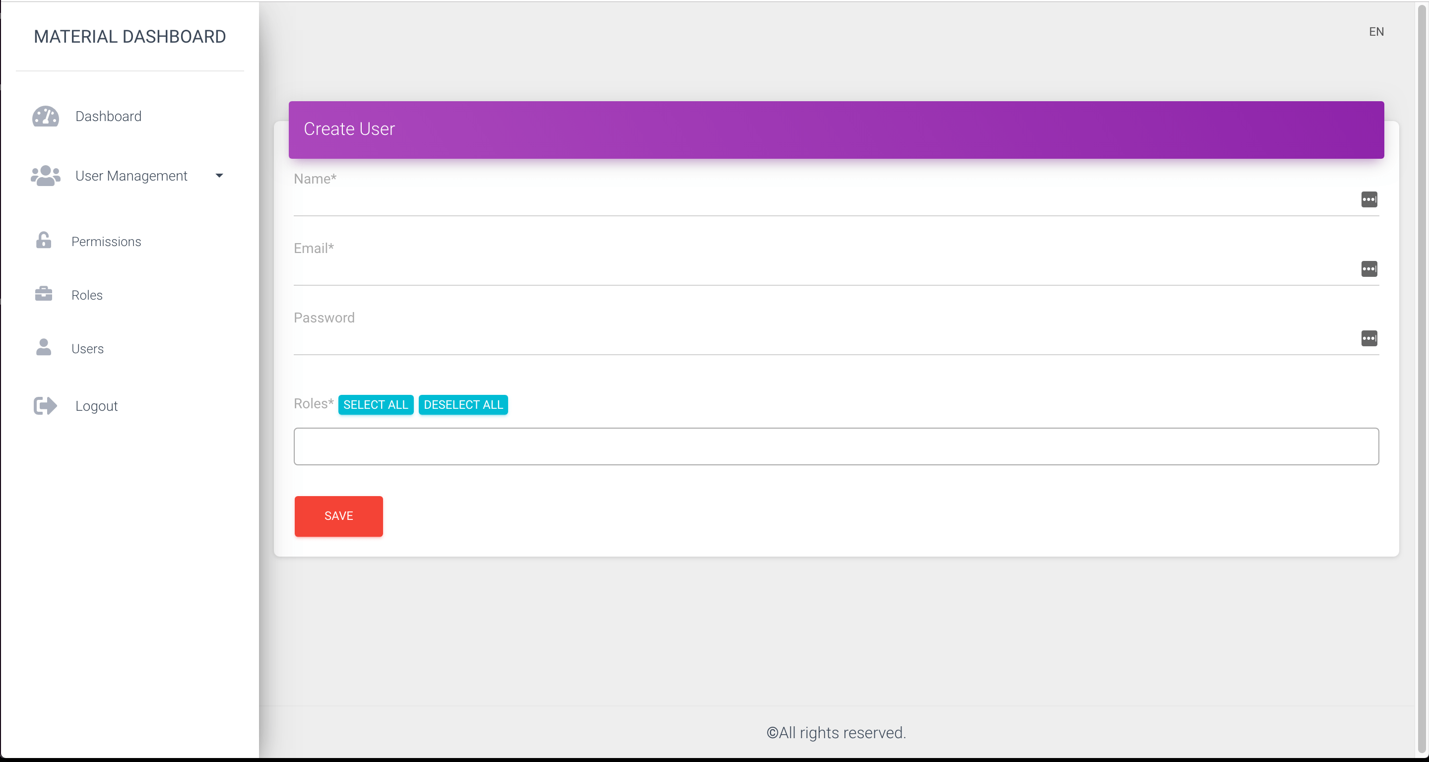 Laravel Material Dashboard Adminpanel Quick Admin Panel