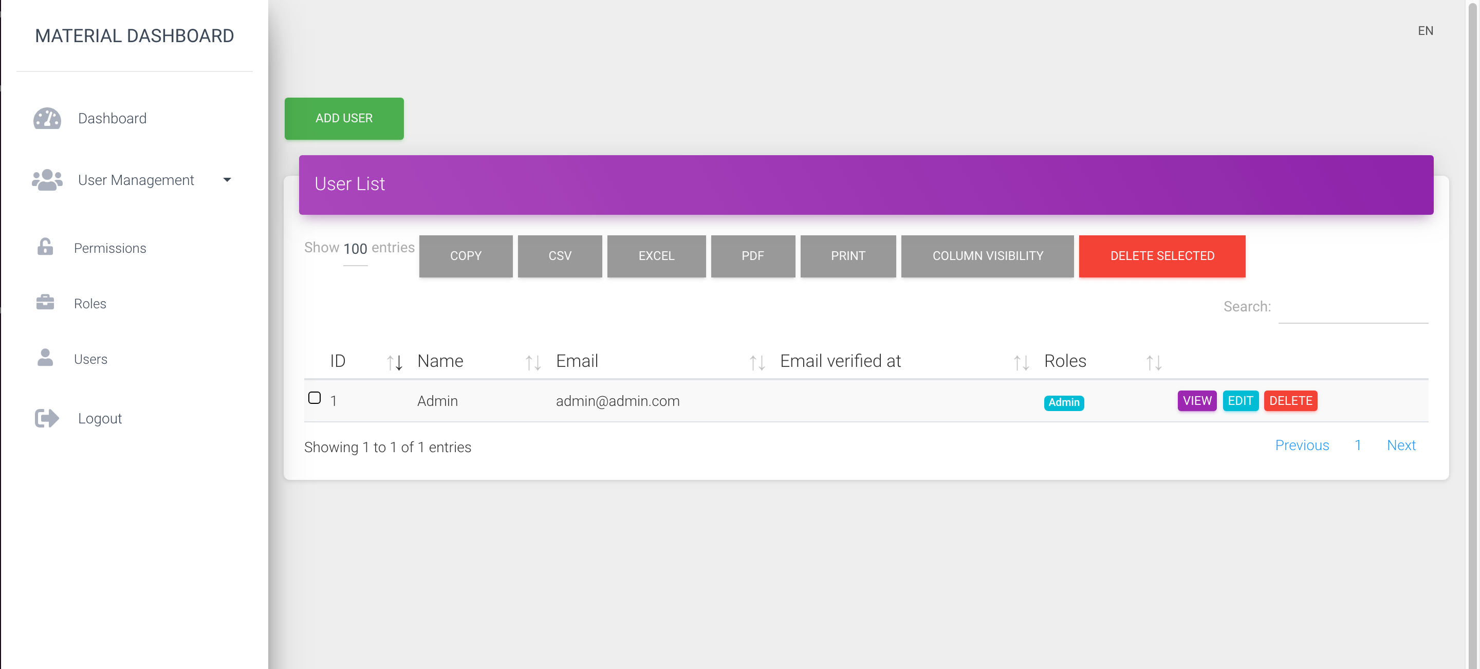 Laravel Material Dashboard Adminpanel Quick Admin Panel