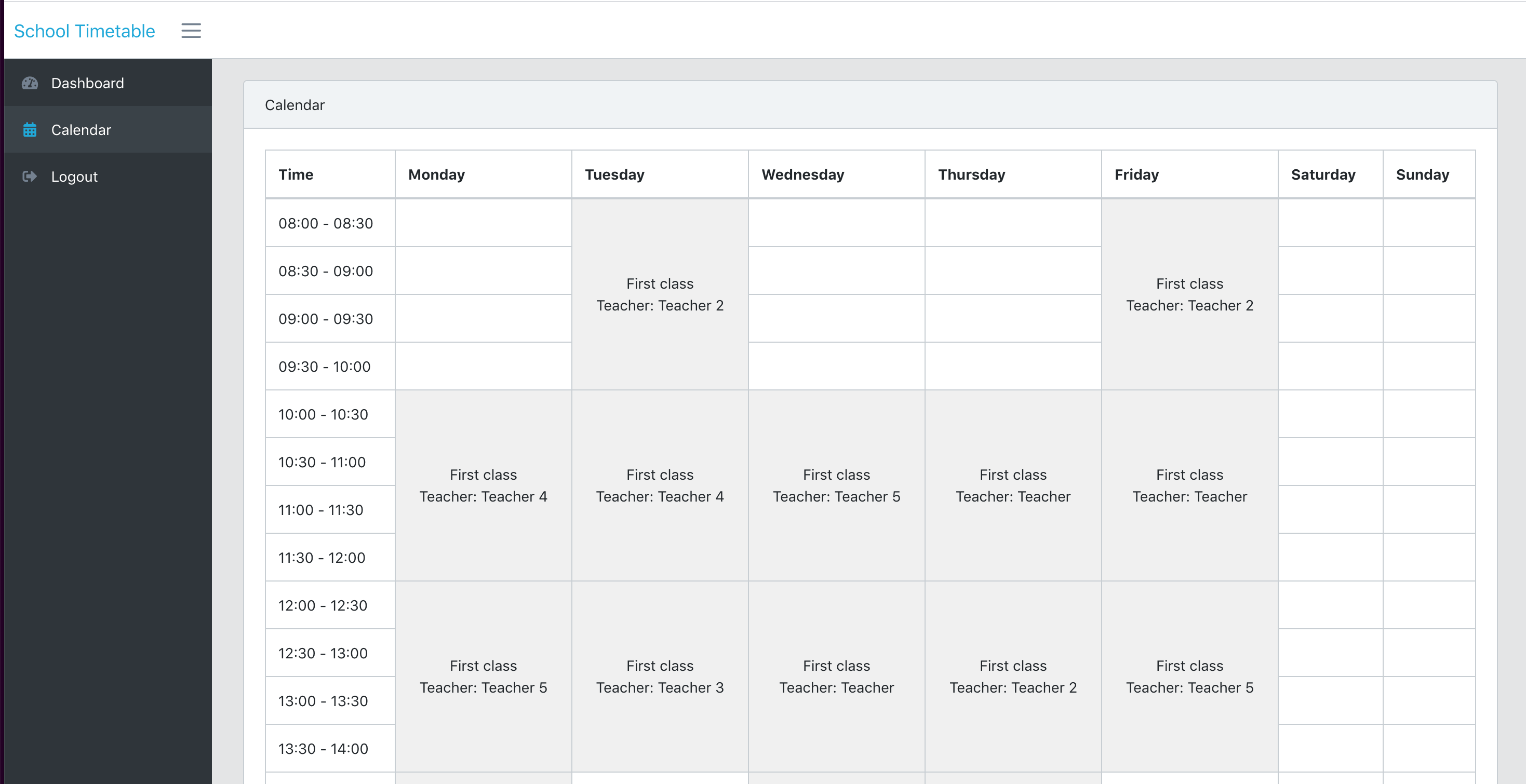Laravel School Timetable Calendar Quick Admin Panel