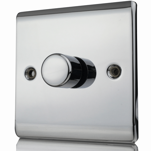 Polished Chrome 1 Gang LED Push Dimmer Switch Quickbit