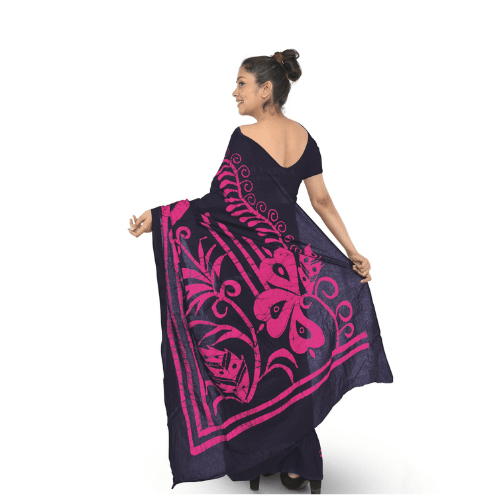 Laveena Classic Sri Lankan Batik Saree Blackish Blue Price in Sri