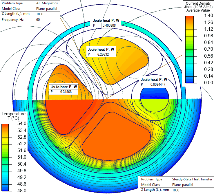 Cable temperature QuickField FEA Software