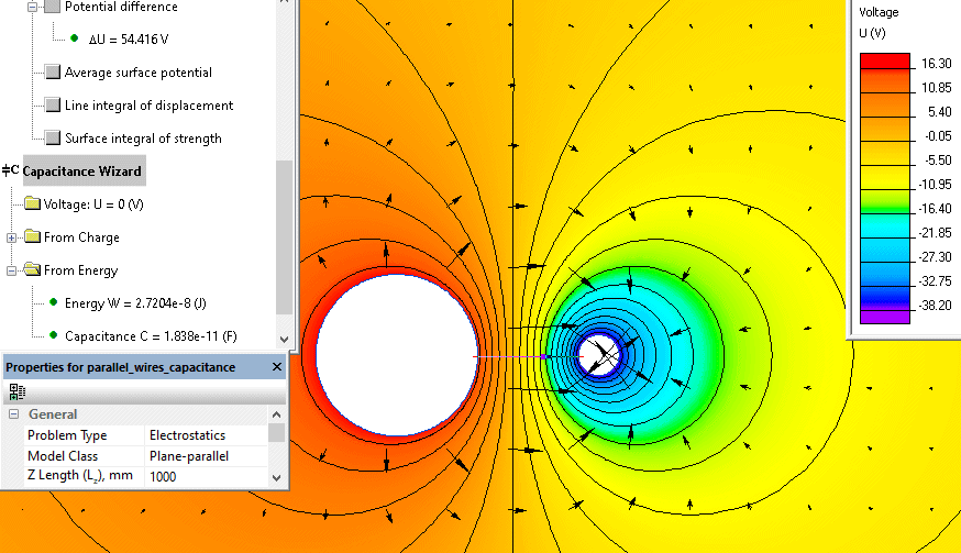 Parallel wires capacitance QuickField FEA Software