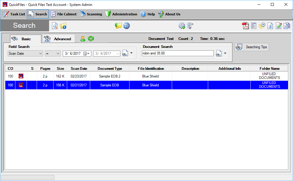 Basic Searching Quick Files