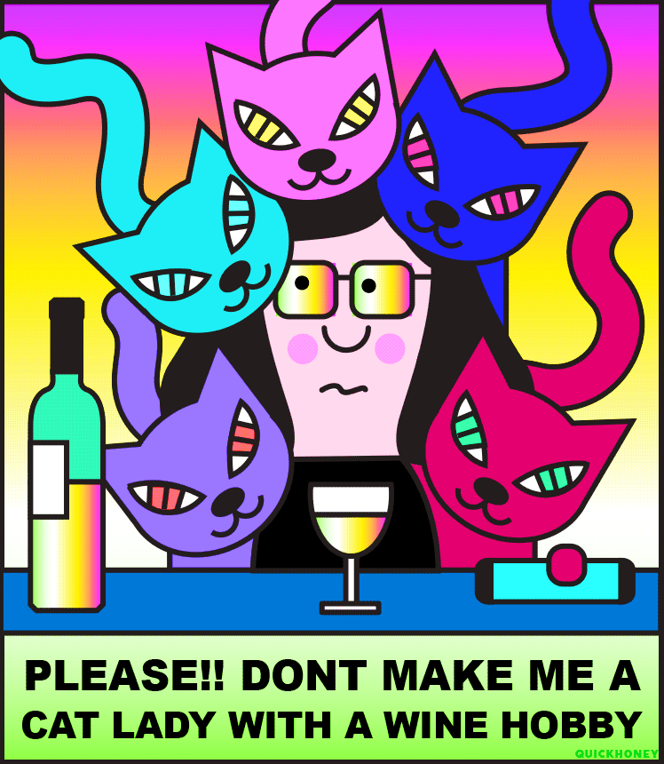 Cartoon Cat lady QuickHoney