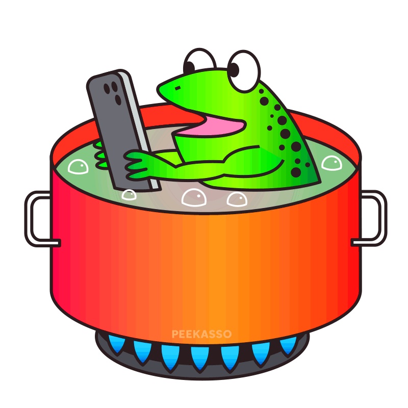 Frog slowly boiling gif sticker QuickHoney