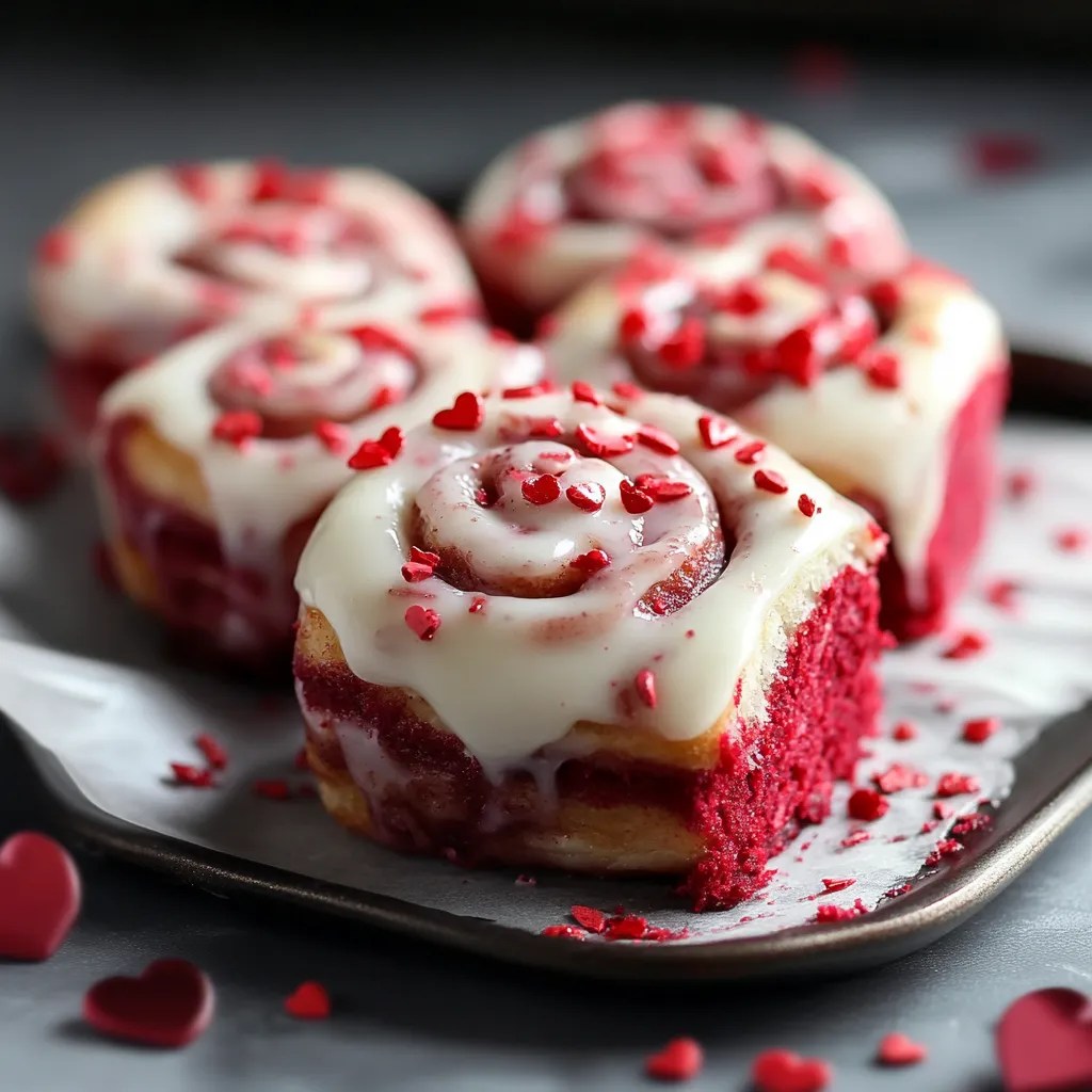 Red Velvet Cinnamon Rolls with Cream Cheese Glaze Sweet Breakfast