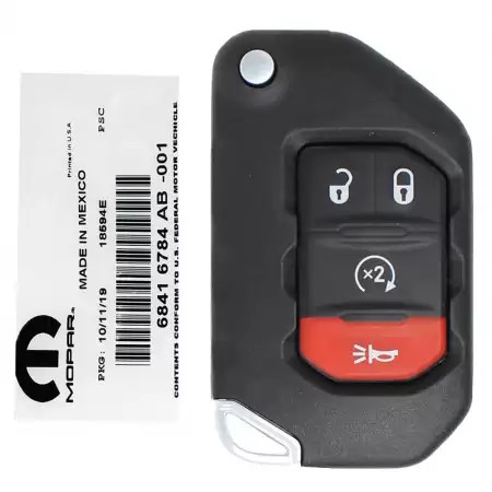 Jeep Wrangler, Jeep Gladiator Flip Remote Key 4 Buttons 68416784AB