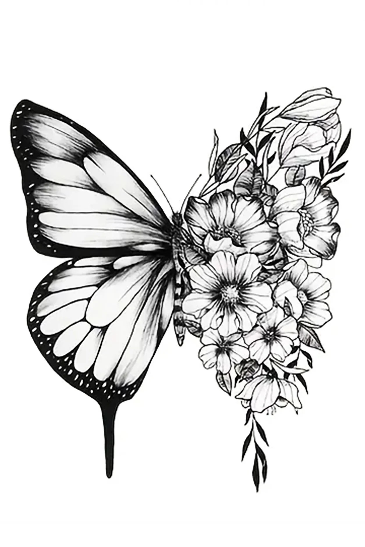 Butterfly Flower Quick Temporary Tattoos