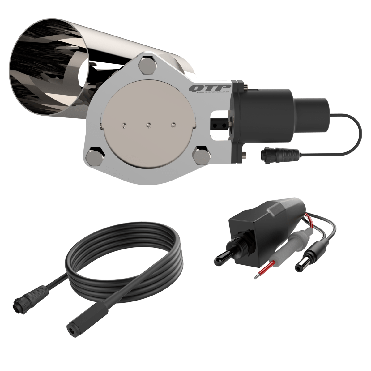 4.00 Inch QTP Electric Exhaust Cutout Combo Kit