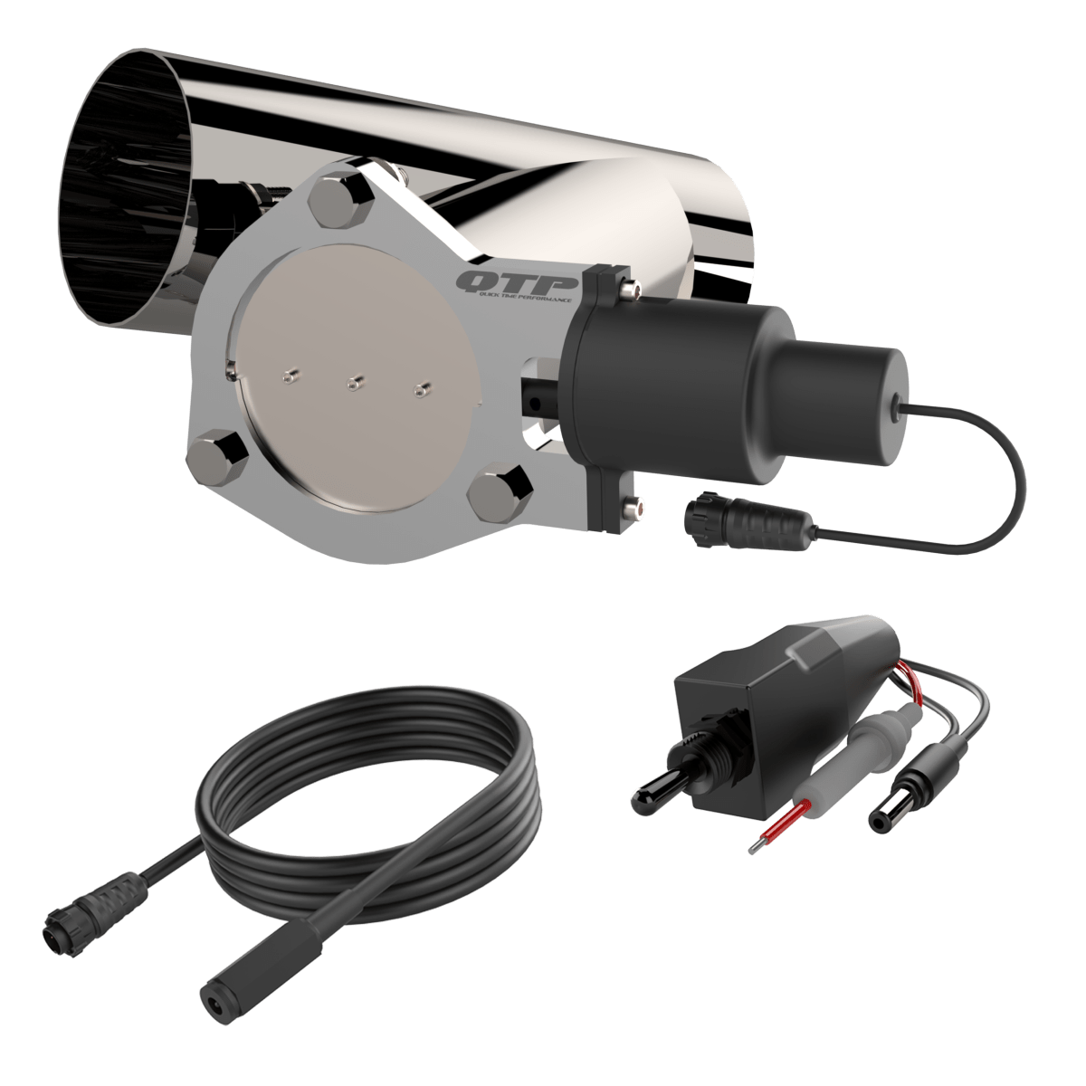 4.00 Inch QTP Electric Exhaust Cutout Combo Kit