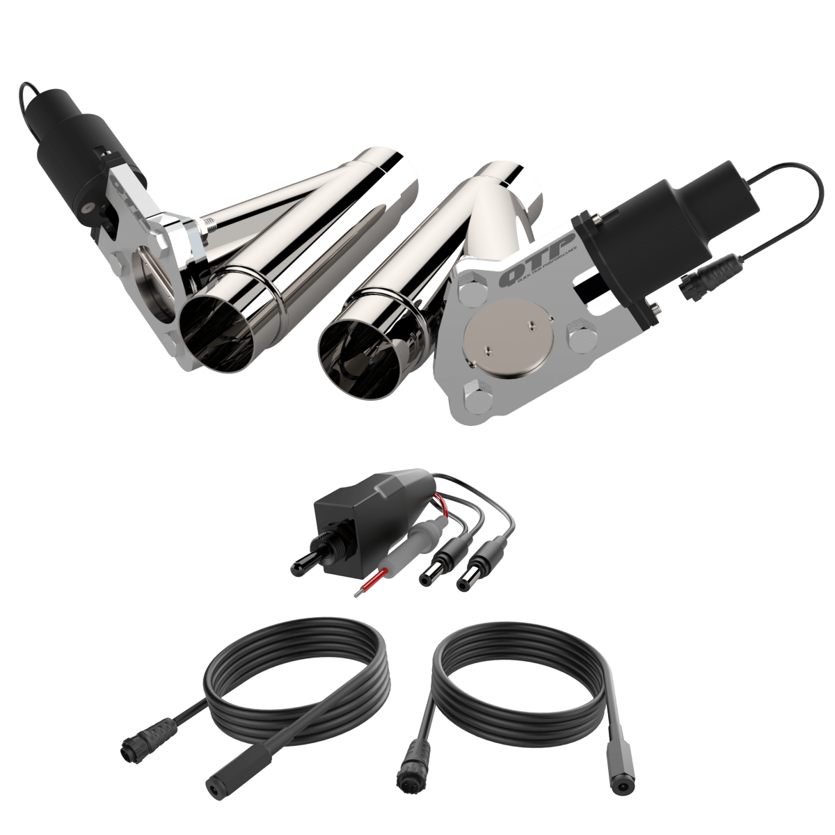 Dual 2.25 Inch QTP Electric Exhaust Cutout Combo Kit