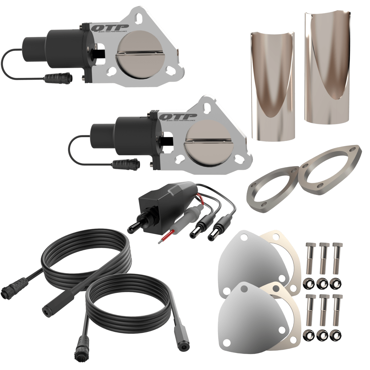Dual 2.75 Inch QTP Electric Exhaust Cutout DIY Combo Kit