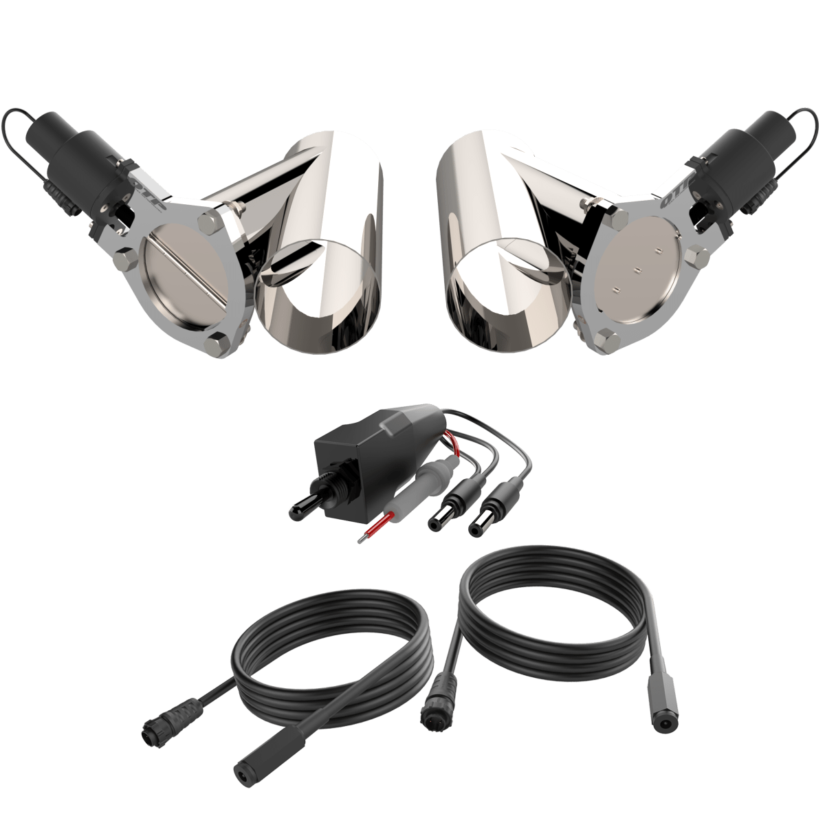 Dual 4.00 Inch QTP Electric Exhaust Cutout Combo Kit