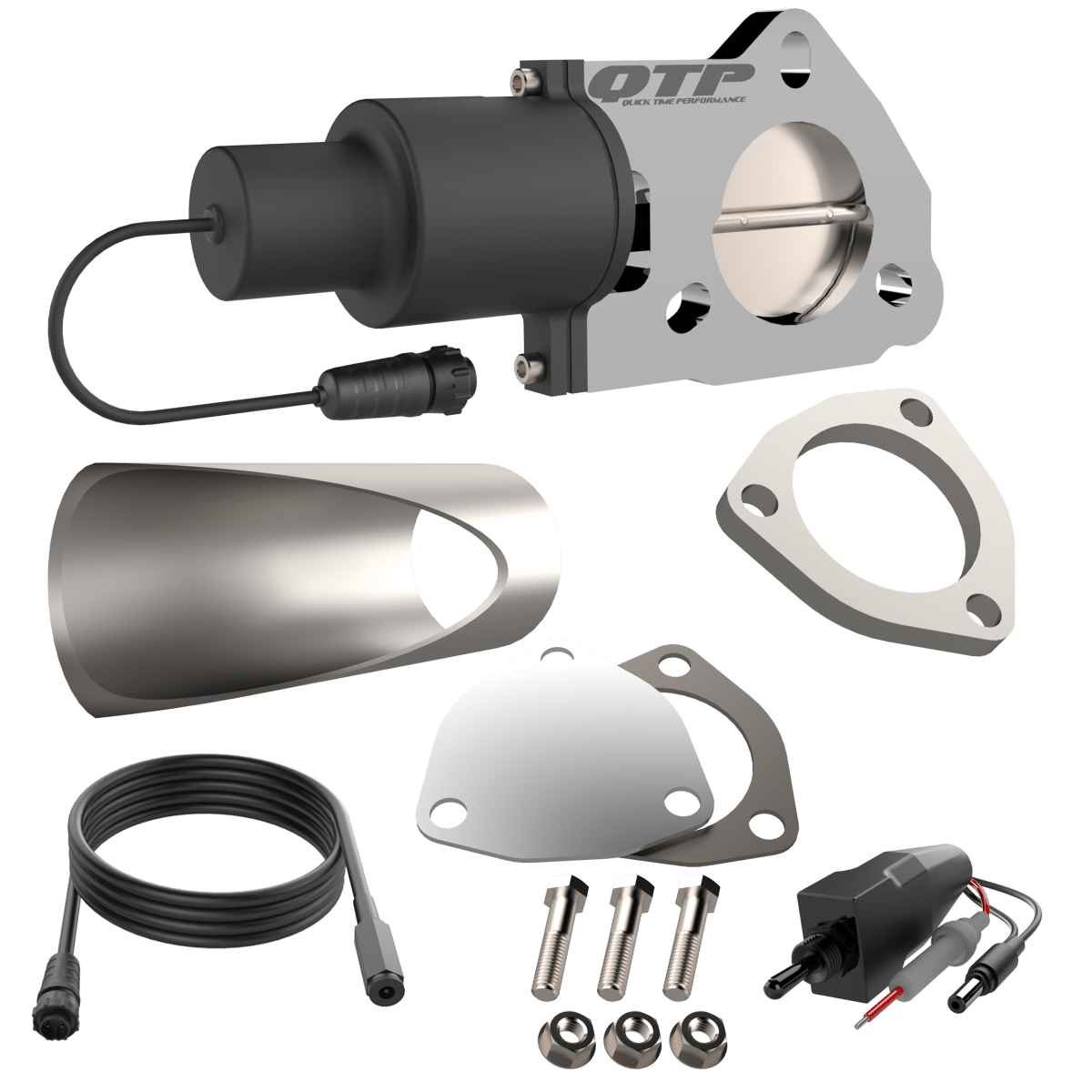 2.5 Inch QTP Electric Exhaust Cutout DIY Combo Kit