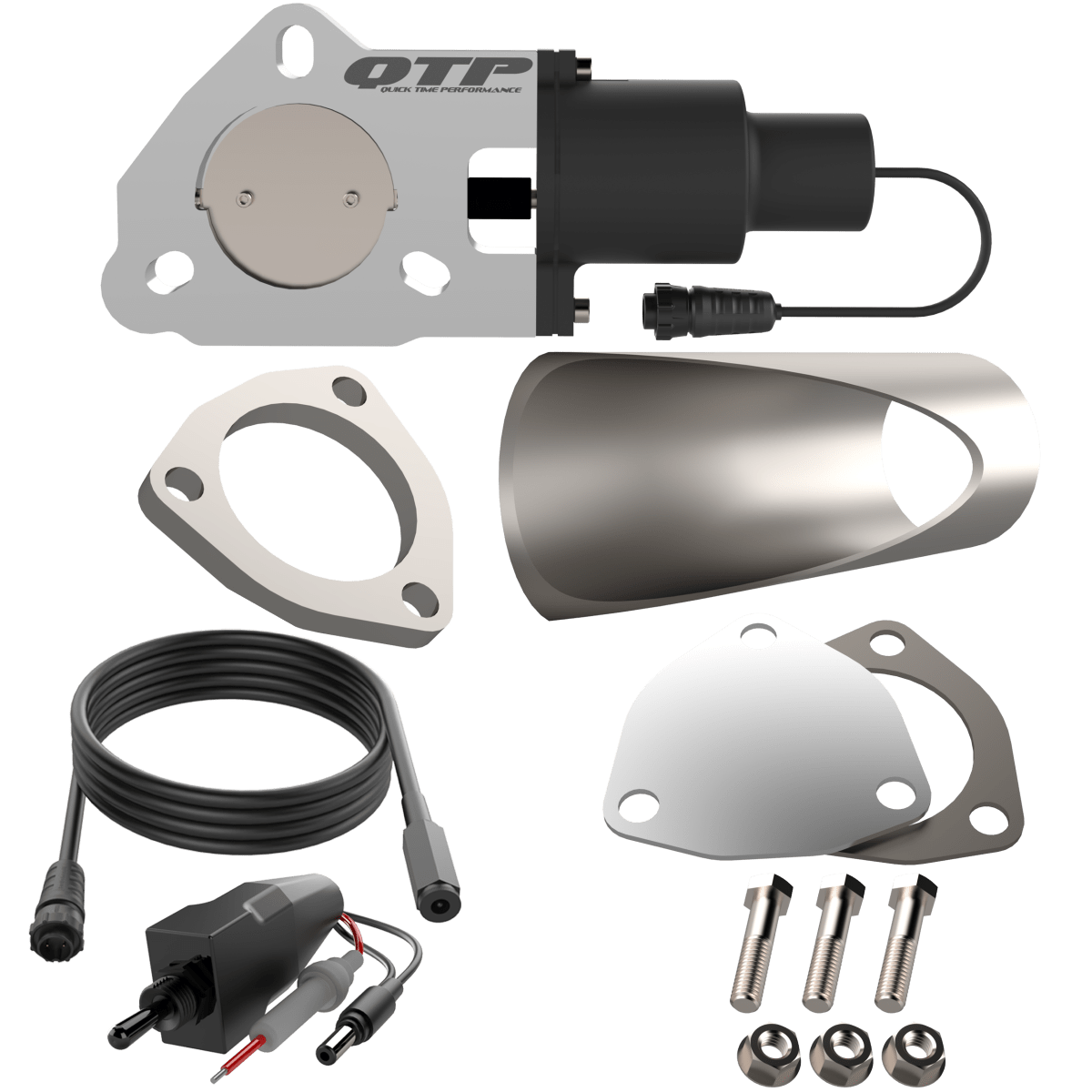 2.5 Inch QTP Electric Exhaust Cutout DIY Combo Kit