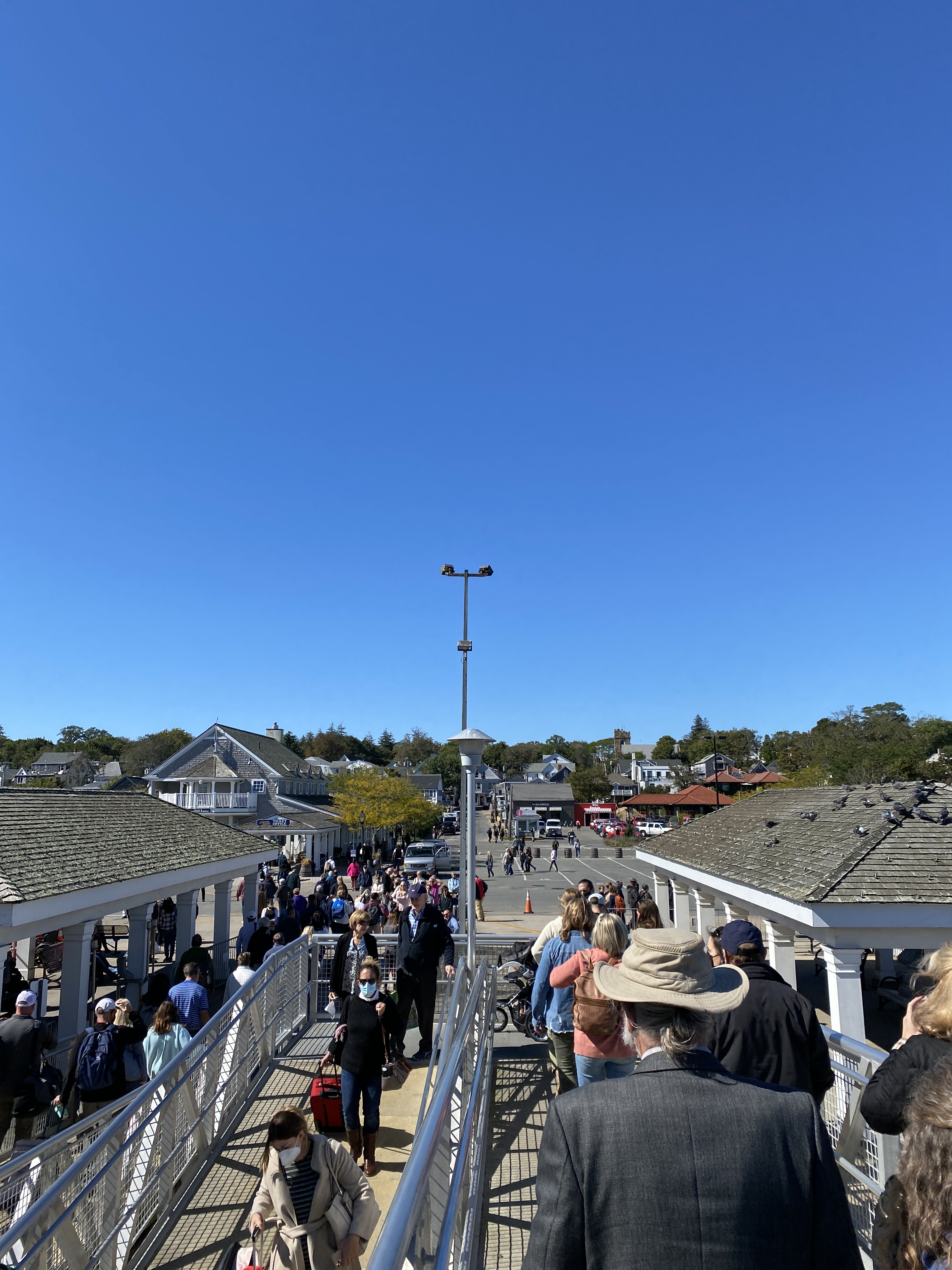 getting off of ferry and entering martha's vineyard