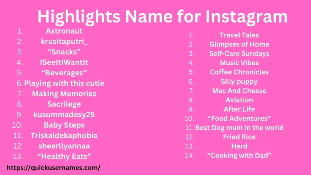530+ Best Instagram Highlights Names Ideas 2026