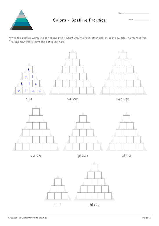 Pyramid Words Worksheet Generator