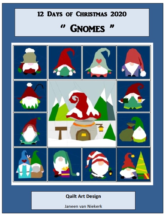 12 Days of Christmas Gnomes 2020 Quilt Art Design